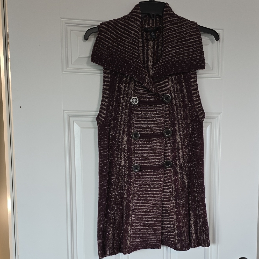 Style & Co. Burgundy Buttoned Sweater Vest